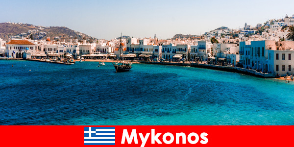 Destino de viaje popular con fantásticas playas en Mykonos Grecia